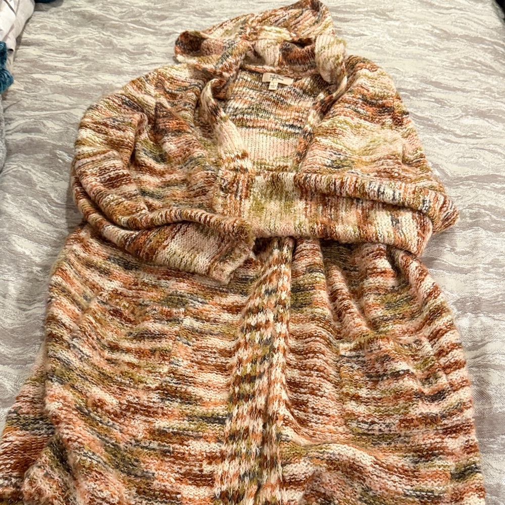 Cozy Multicolor Open-Front Women’s Cardigan Sweater large